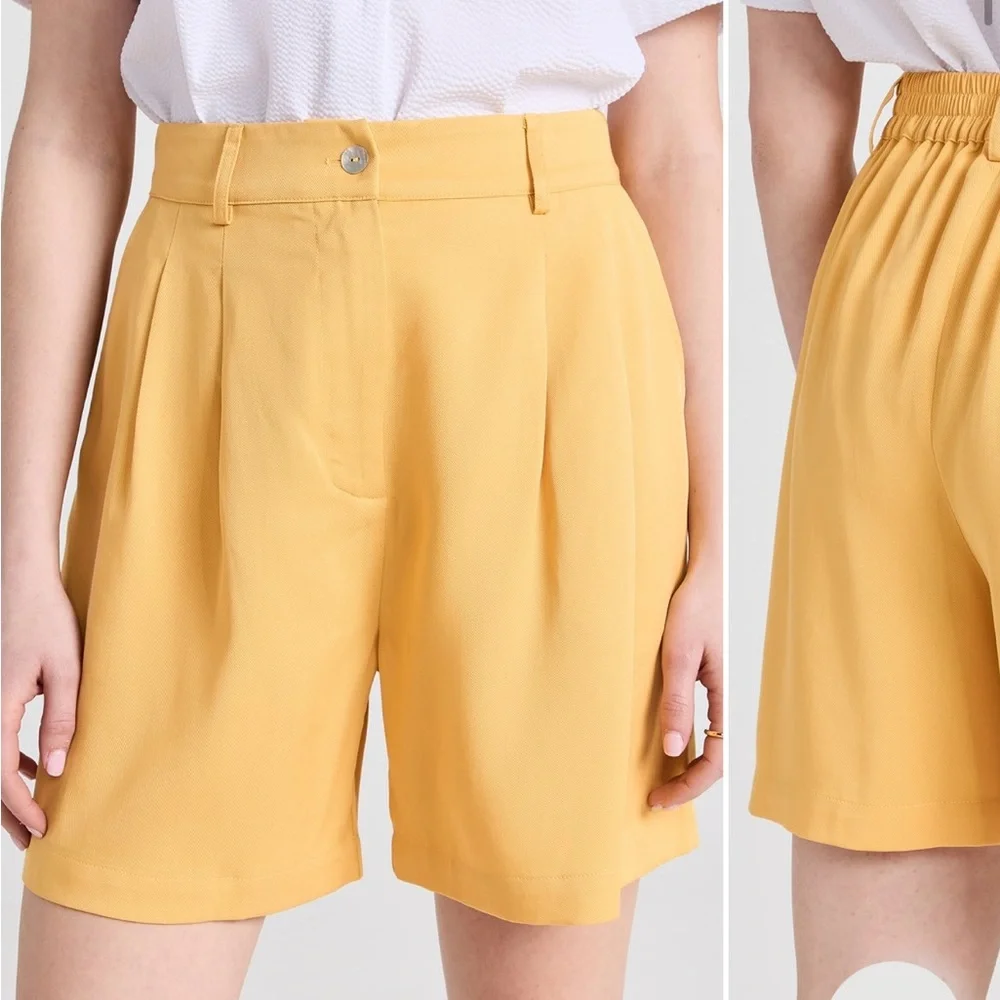 Donni. | Twill Pleated Shorts - Yellow Small - Picture 3 of 8